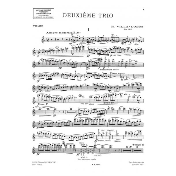 Deuxi&egrave;me Trio : pour violon, violoncelle et piano